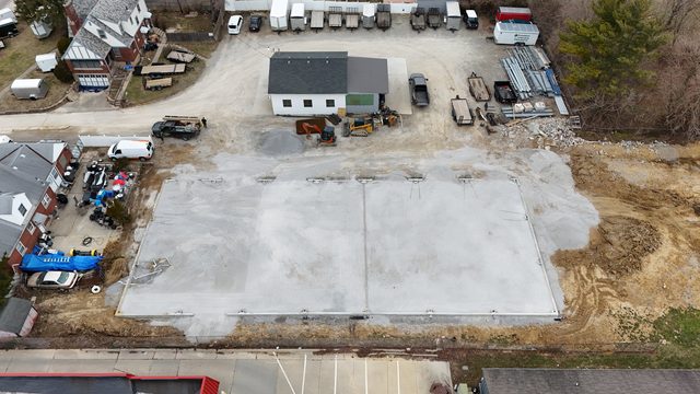 Commercial foundation perimeter with rebar in Green Township